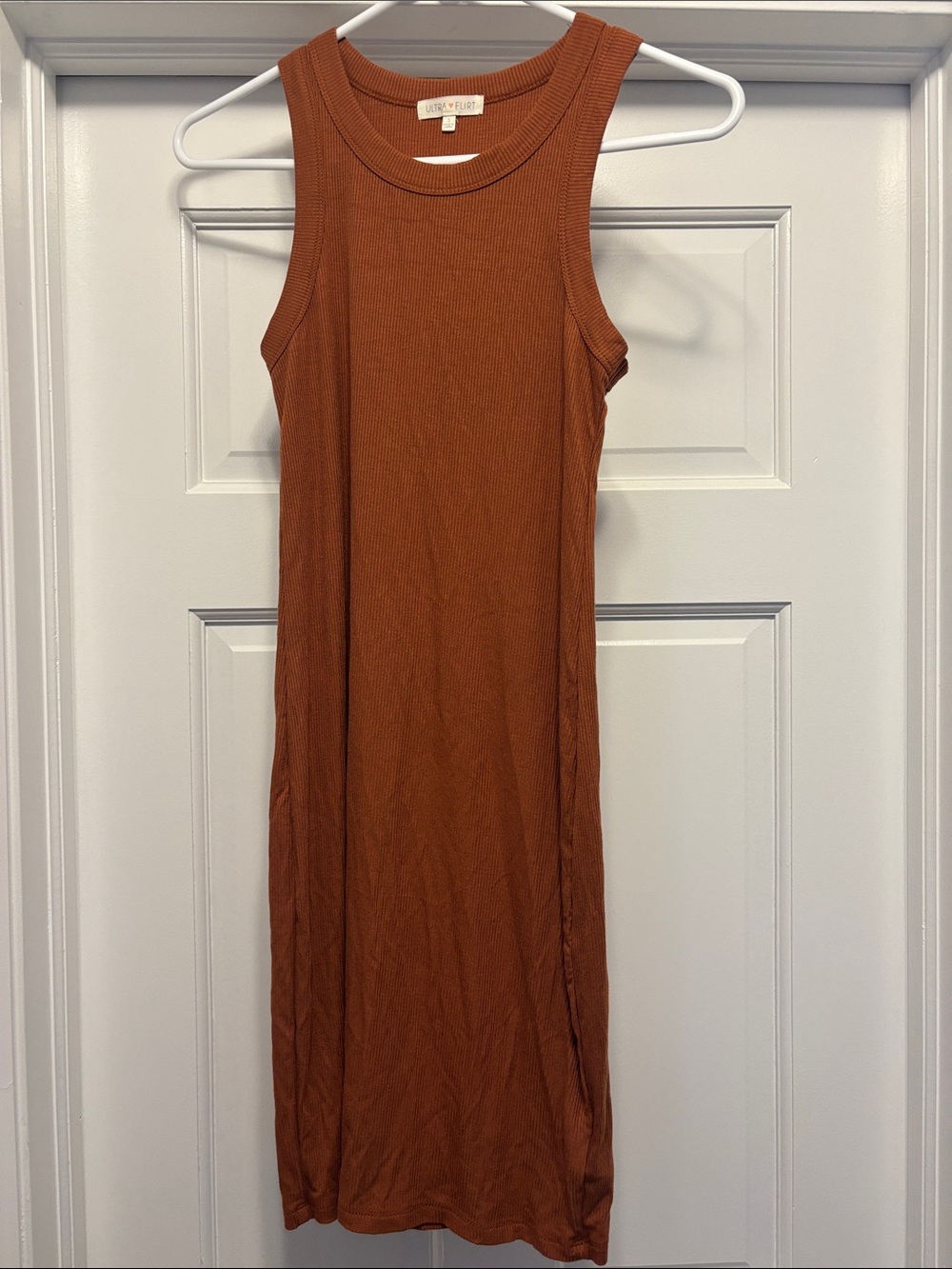 Ultra Flirt Rust Ribbed Tank Maxi Dress